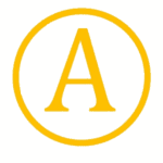 Yellow letter A inside a yellow circle on a white background.